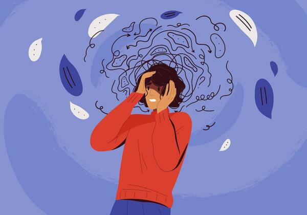 Frustrated Woman With Nervous Problem Feel Anxiety And Confusion