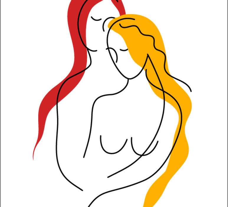 Abstract Line Drawing Of Lesbian Couple