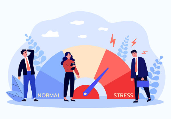 Stress Meter Measuring Level Of Burnout For Employees. Tiny Tire